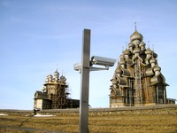 Fig.1. Sensors of infrared monitoring system mounted around the Kizhi Pogost