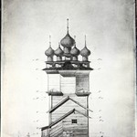 Л. 11. Покровская церковь. Архитекторы Б.В. Гнедовский, Л.М. Лисенко. Западный фасад (обмер). 1947 г.