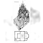 Церковь Троицы Клименецкого монастыря. План, аксонометрия. Реконструкция 1-го этапа строительства