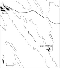 Расположение поселений Путкозеро 1-2 на озере Путкозеро