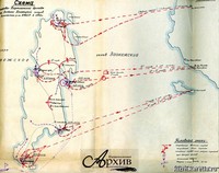 Схема похода партизанской бригады на о. Б. Климецкий  в январе 1942 г. Из фондов Национального архива Республики Карелия