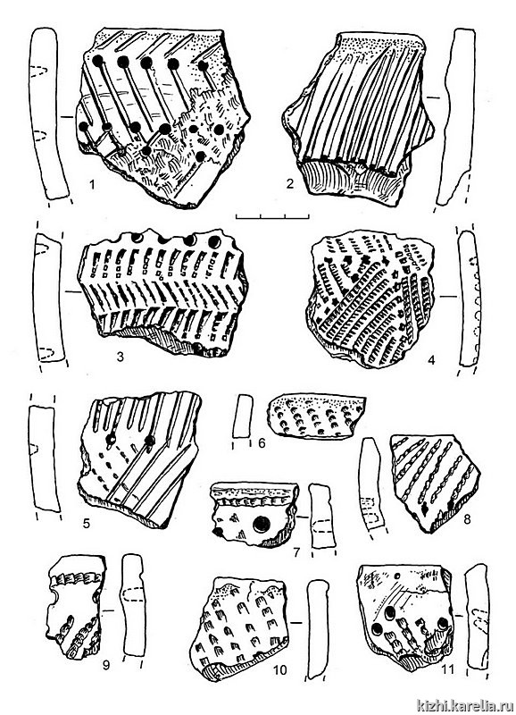 Рис.226. Керамика сперрингс (1–11) из поселения Вертилово 3