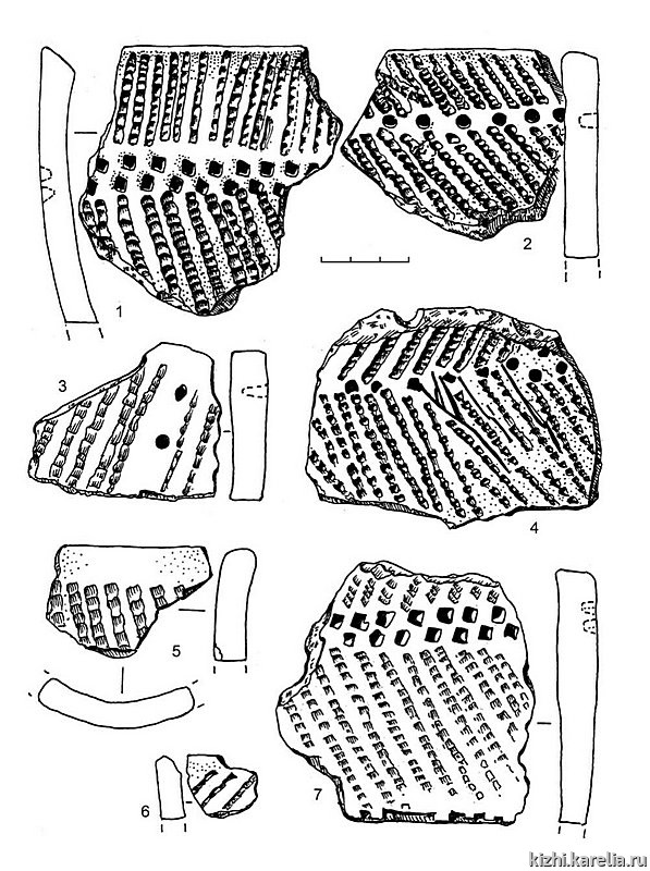 Рис.225. Керамика сперрингс (1–7) из поселения Вертилово 3