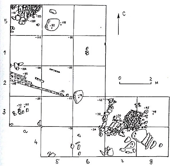 Рис.5. План раскопа 2 на селище Царевка III