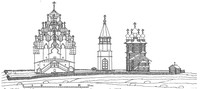 Рис. 17. Общий вид Кижского погоста с построенной новой колокольней в 1862 г.