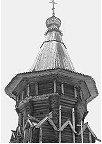 Рис. 3. Петропавловская церковь, деревня Лычный Остров. 1620 г. - XVIII в. Пример устройства нижнего фронтонного пояса