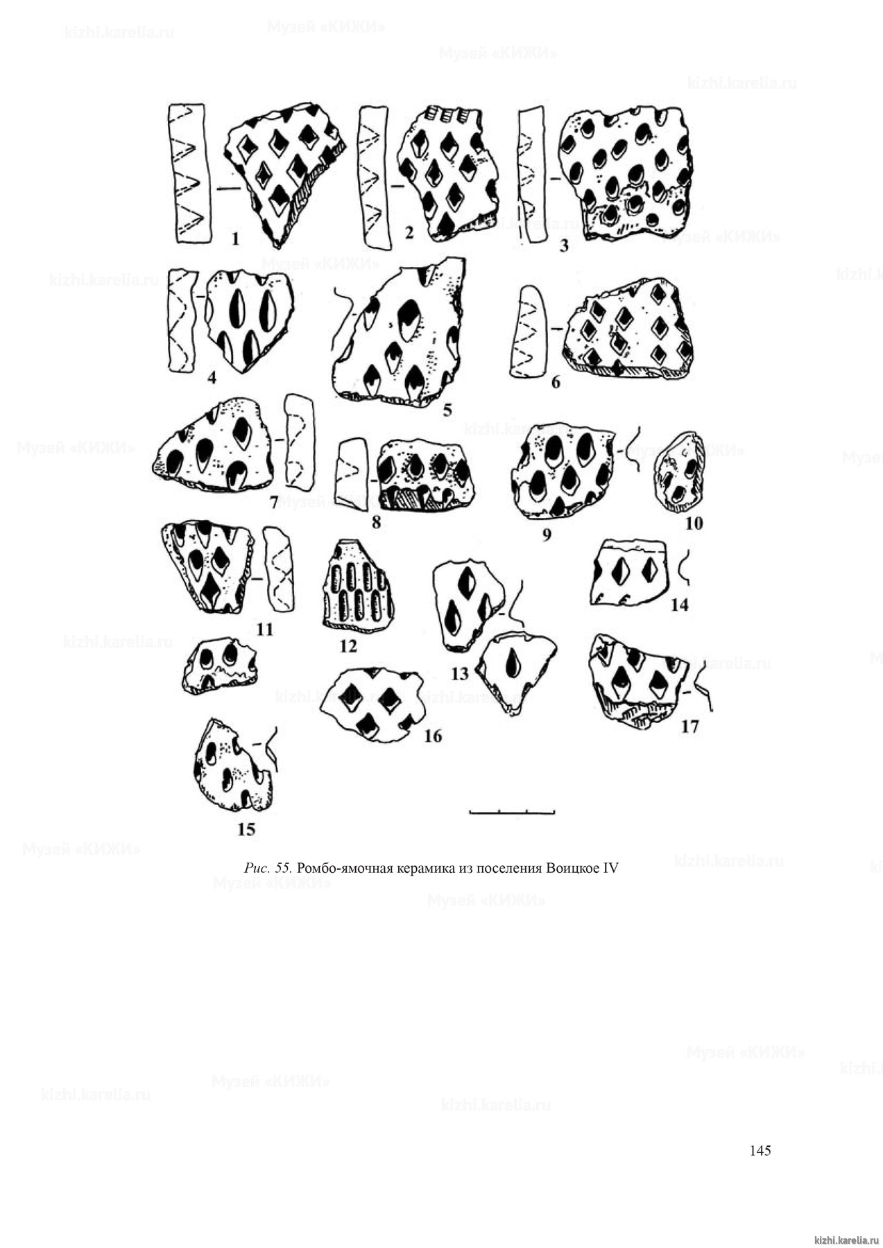 Рис. 55. Ромбо-ямочная керамика из поселения Воицкое IV