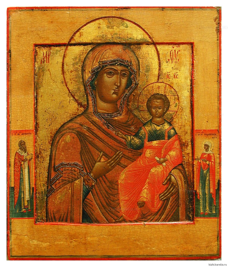 Икона «Богоматерь Одигитрия с палеосными святыми Параскевой и Антипой»
