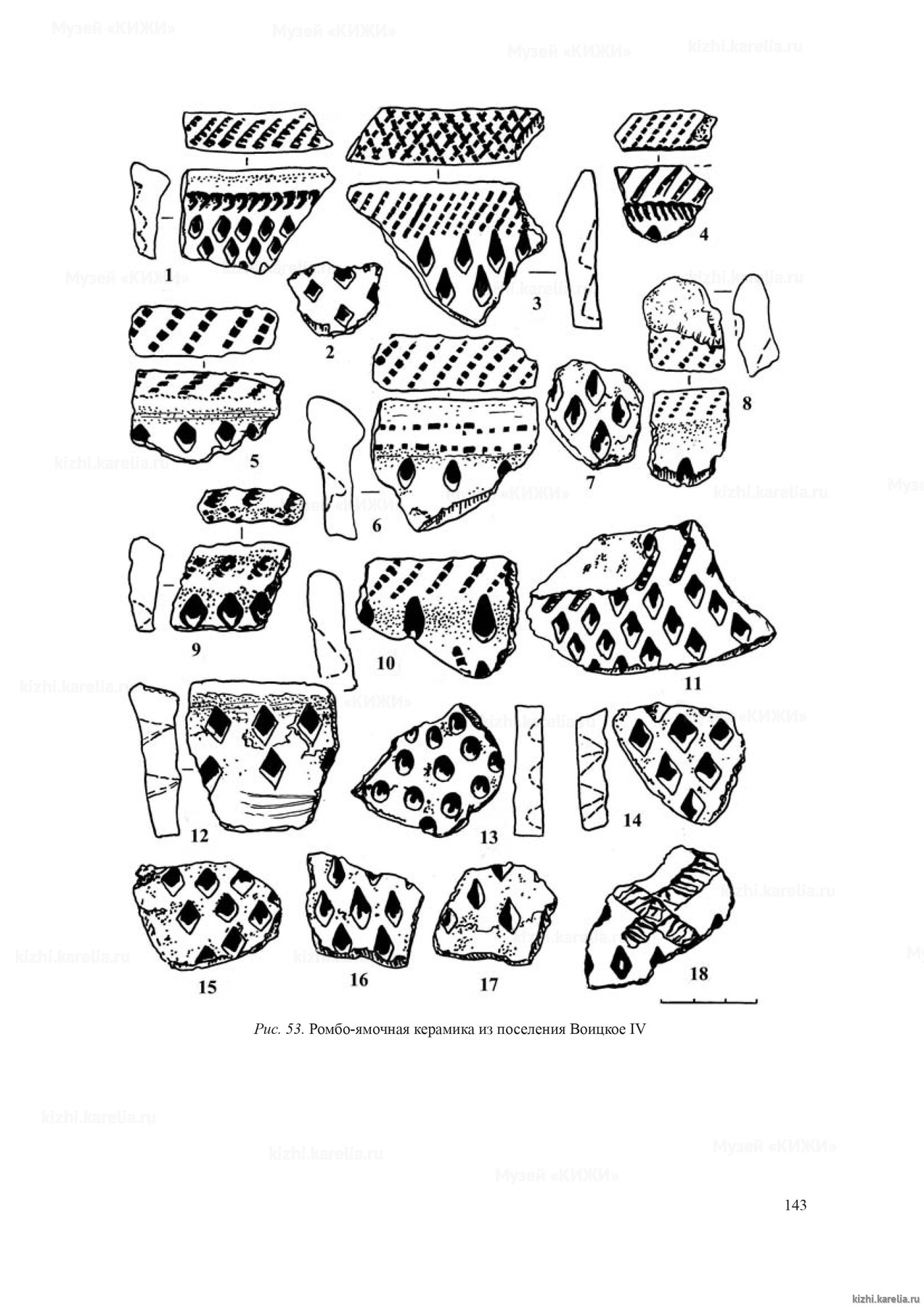 Рис. 53. Ромбо-ямочная керамика из поселения Воицкое IV