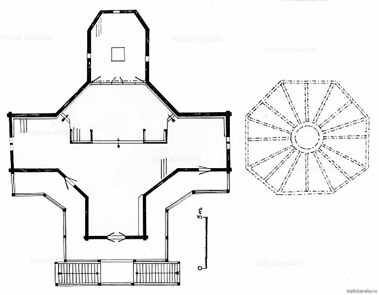Преображенская церковь на о.Кижи. План. Реконструкция 1-го этапа строительства