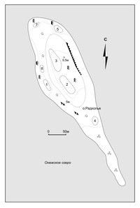 Расположение поселений на острове Радколье