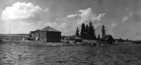 Вид на д. Подъельники со стороны озера. 1950 г. Музей-заповедник «Кижи». КП-6164