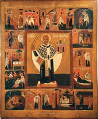 Св. Николай Можайский, с житием 1667 г. Заонежская мастерская (каталог, №23)