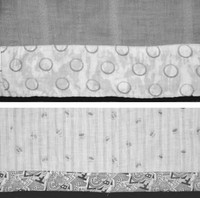 Рис.3. Советские ткани начала 1920-х гг. «с тематикой» (с шестерёнками, звёздами и т.п.) на подолах сарафанов с изнанки