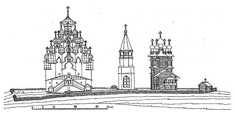 Рис.18. V. Общий вид Кижского погоста с построенной новой колокольней в 1862 году.