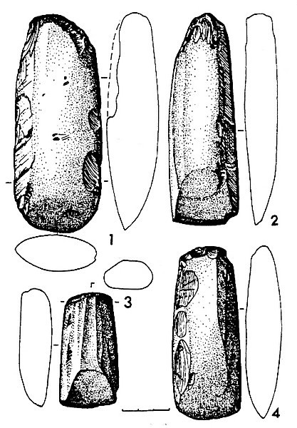 Рис.9. Сланцевые орудия с поселения Воицкое II