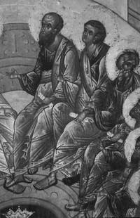 Рис.2. Сошествие Святого Духа. Около 1497 г. Икона праздничного ряда иконостаса Успенского собора Кирилло-Белозерского монастыря. Фрагмент