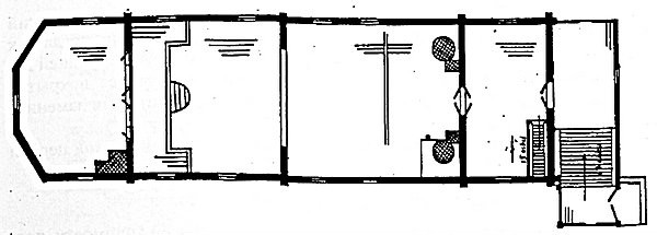 Рис.4. Покровская церковь. План расположения двух железных печей в трапезной. Фонд Ларса Петтерссона. 1943 год.