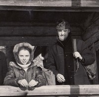 Татьяна Вахрамеева и Виктор Гребнев, сотрудники КСНРПМ, на объекте реставрации. Фото 1972 г.