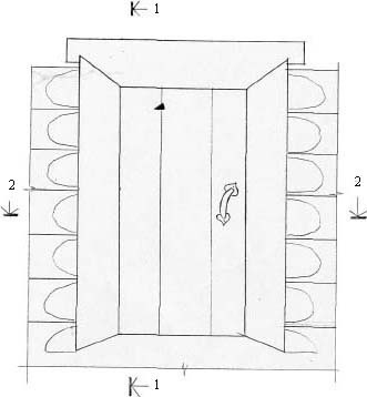 Илл. 11: Дверь косящатая на пяте М 1:20 (вид снаружи)