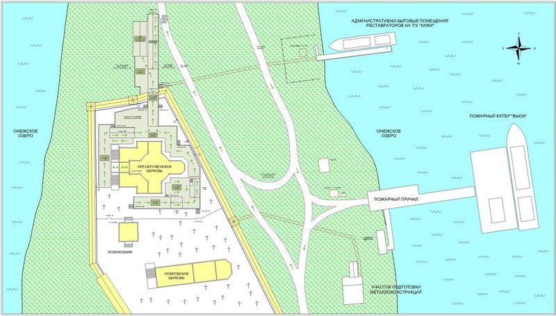 Схема генерального плана при проведении реставрации Преображенской церкви на конец 2008 года