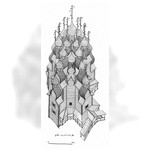 Преображенская церковь на о.Кижи. Аксонометрия. Реконструкция 1-го этапа строительства