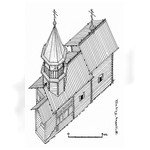 Часовня в д.Тамбицы. Аксонометрия. Реконструкция 2-го этапа строительства.