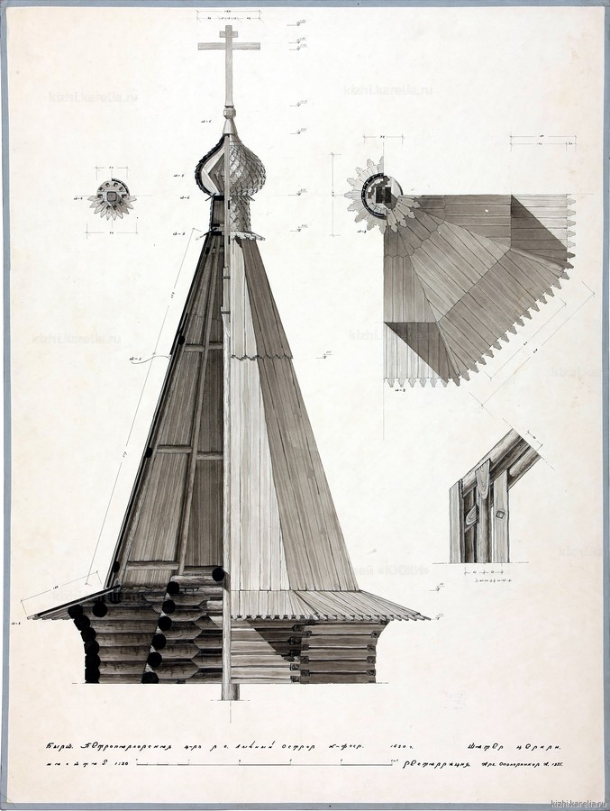 Чертёж реставрации. Шатёр церкви