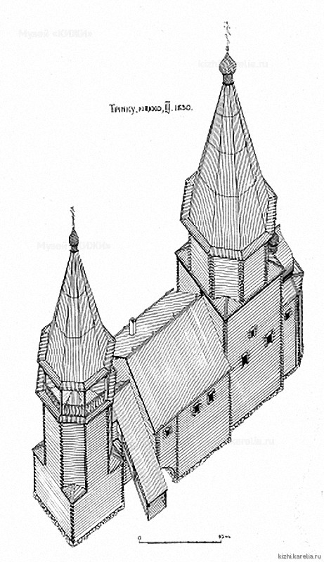 Церковь в д.Типиницы. Аксонометрия. Реконструкция 3-го этапа строительства