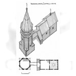 Часовня в д.Вегорукса. План, аксонометрия. Реконструкция 1-го этапа строительства