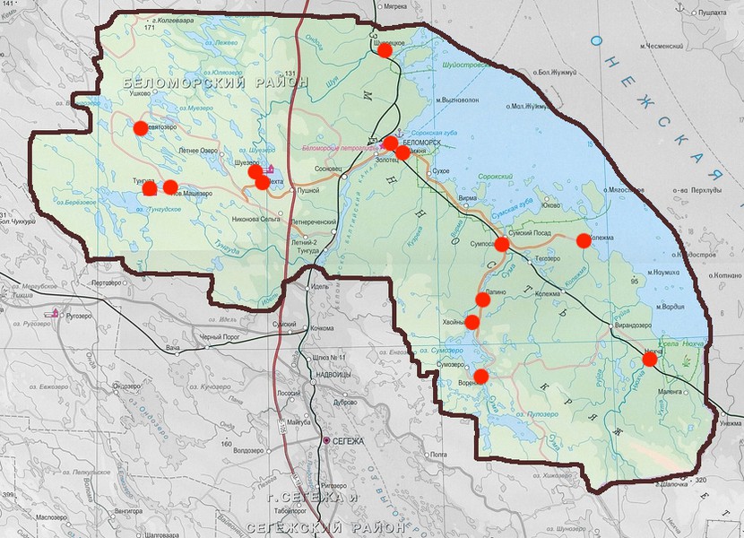 Карта экспедиций: Беломорский район