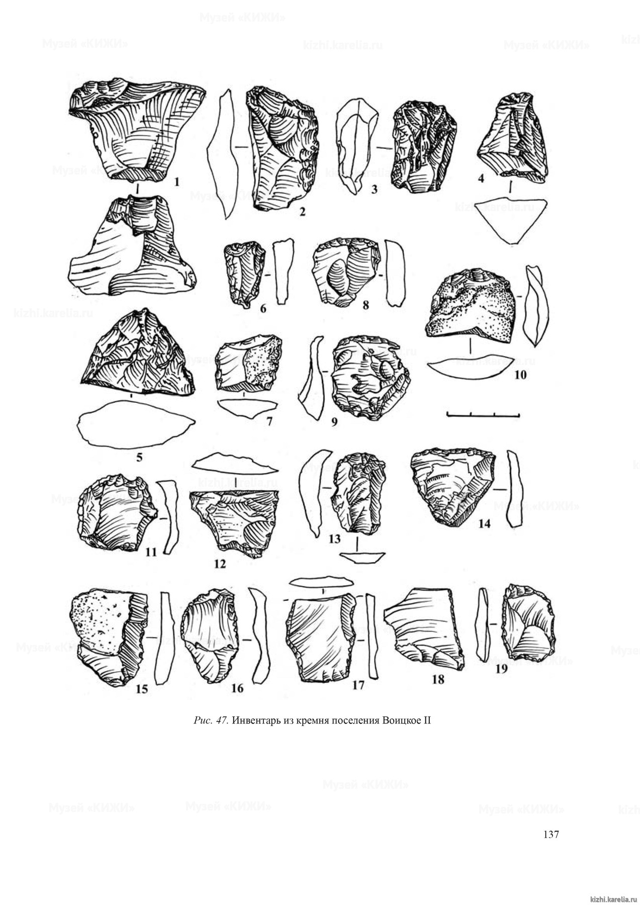 Рис. 47. Инвентарь из кремня поселения Воицкое II 137