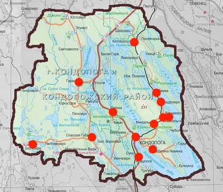 Карта экспедиций: Кондопожский район