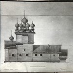 Л. 10. Покровская церковь. Архитекторы Б.В. Гнедовский, Л.М. Лисенко. Северный фасад (обмер). 1947 г.