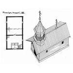 Часовня в д.Масельга. План, аксонометрия. Реконструкция 3-го этапа строительства.