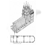 Покровская церковь на о.Кижи. План, аксонометрия. Реконструкция 1-го этапа строительства