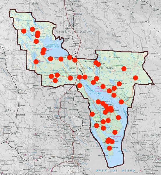 Карта экспедиций: Медвежьегорский район
