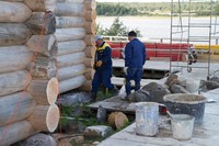 The stone foundation of the Church of the Transfiguration