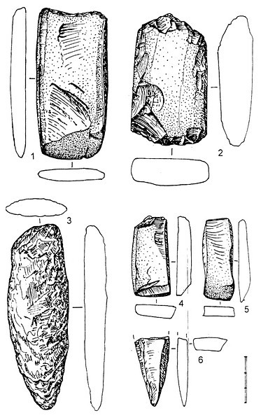 Рис.5. Каменный инвентарь поселения Вертилово 7