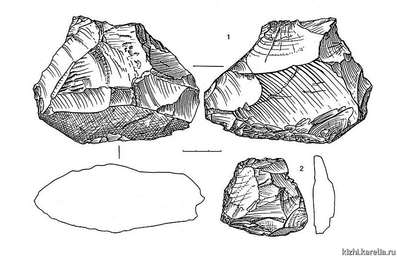 Рис.134. Инвентарь поселения Вожмариха 19: 1–2 – сланец