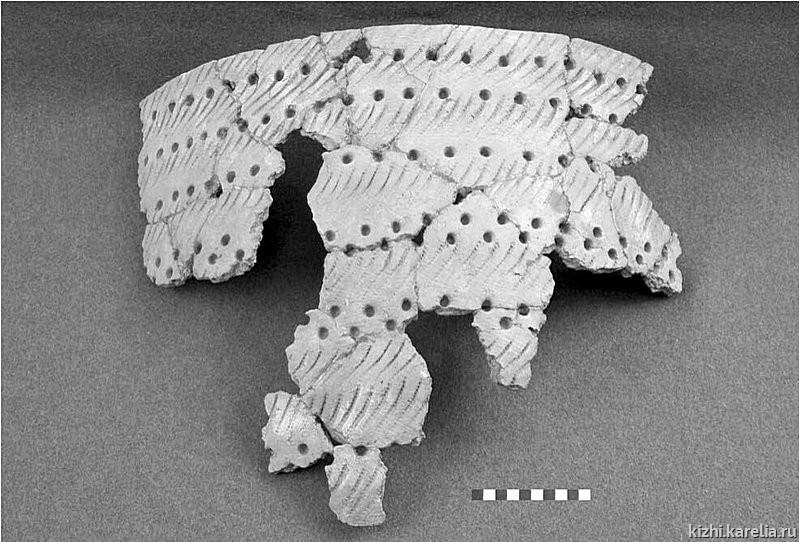 Рис.19. Фрагмент сосуда с гребенчато-ямочным орнаментом из поселения Вожмариха 4 (раскоп 2)