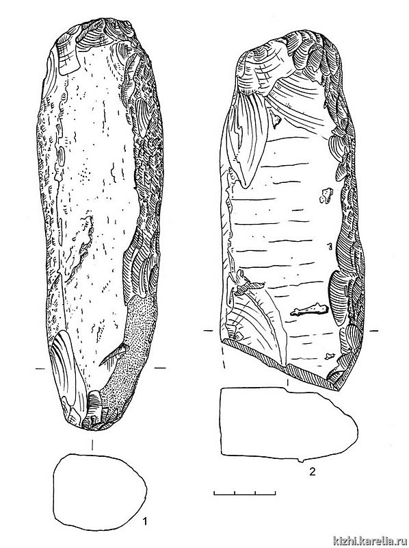 Рис.81. Инвентарь поселения Вертилово 7: 1–2 – сланец
