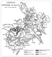 Рис. 1. Карта Озёрной области с указанием районов расселения карел в ХIХ в.