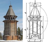 Рис. 12. Колокольня XVII века в с. Кулига-Драконово Архангельской обл.