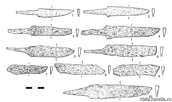 Рис.20. Ножи из раскопок на селище Васильево 2 / Fig.20. Knives from Vasil'evo 2