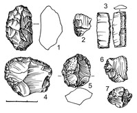 Рис.21. Предметы из кремня (2, 4) и лидита (1, 3, 5)