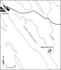 Рис. 5. Расположение поселений Путкозеро 1–2 на Путкозере