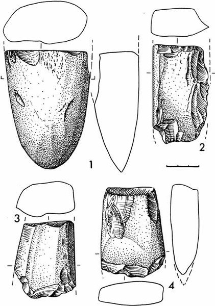 Рис.4. Поселение Вожмариха 3. Сланцевые орудия