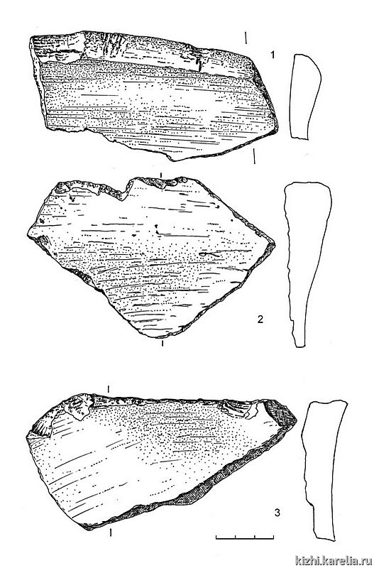 Рис.114. Инвентарь поселения Вожмариха 4 (раскоп 2): 1–3 – кварцит