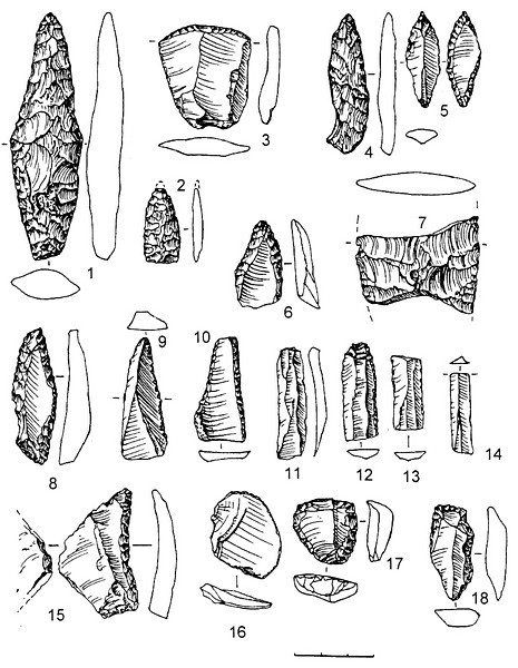 Рис.2. Кремневый инвентарь поселения Грудино I